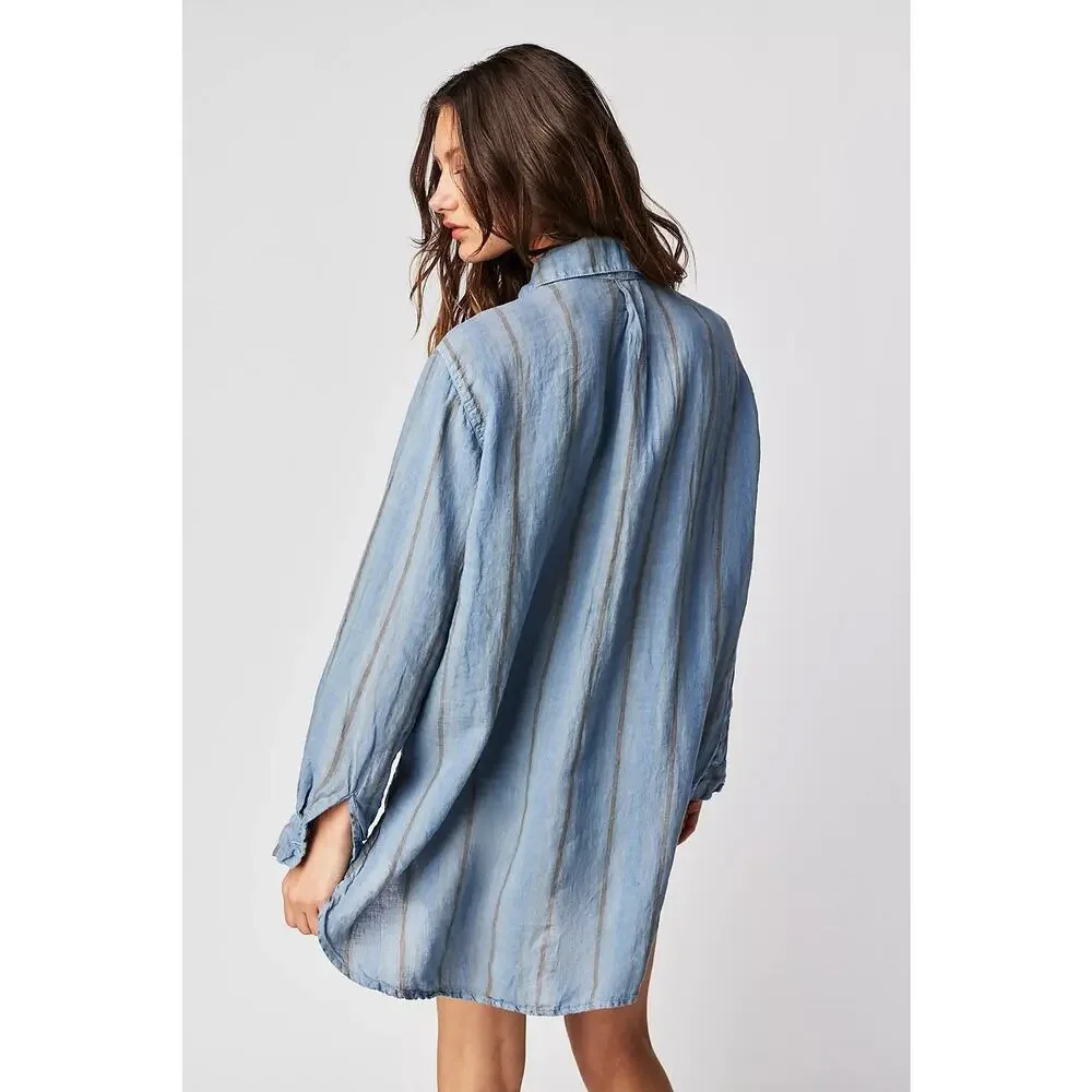 NWOT Free People x CP Shades Mixed Plaid Linen Double Cloth Top L $250 - Picture 3 of 12